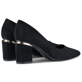 Fekete női velúr magas sarkú pumpák 2