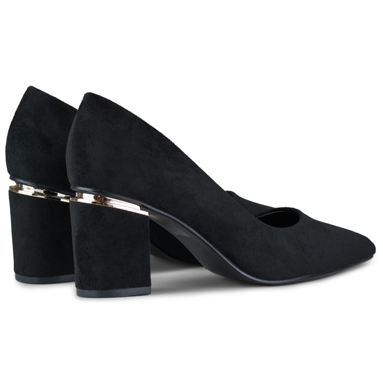 Fekete női velúr magas sarkú pumpák 2