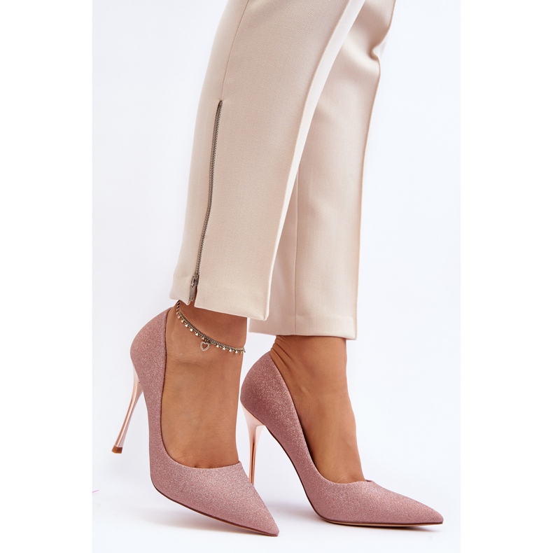 Tiberon csillogó pezsgő tűsarkú rózsaszín 2