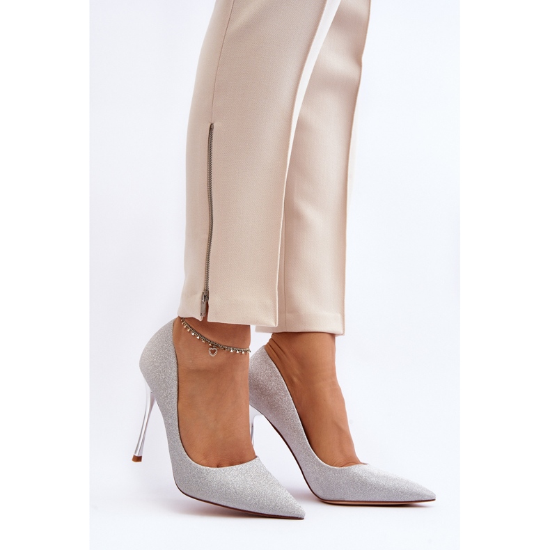 Tiberon csillogó ezüst magassarkú 2