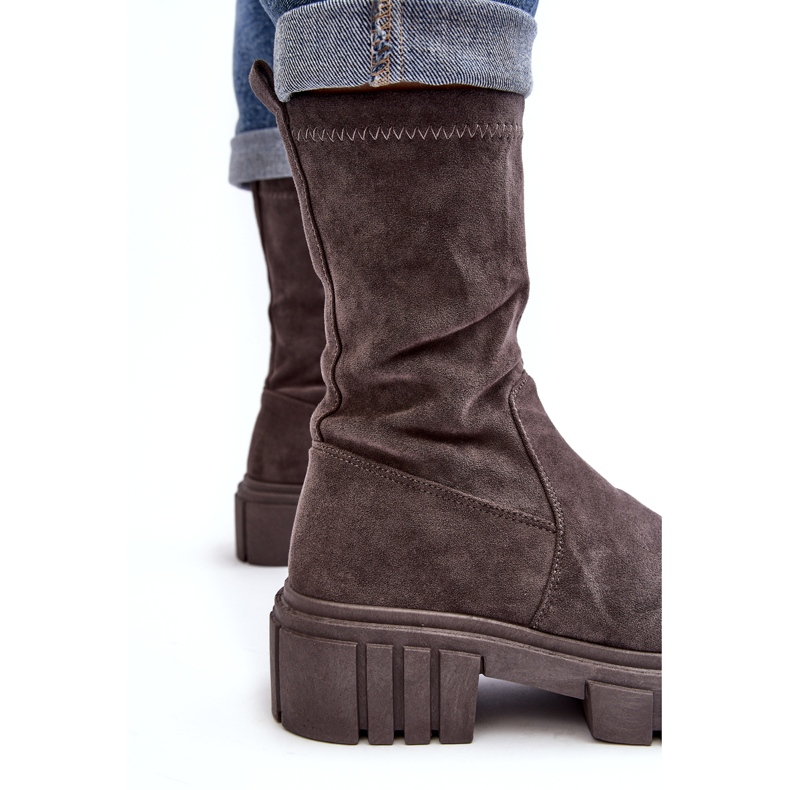 Munkáscsizmák lapos sarkú, szürke Divella 3