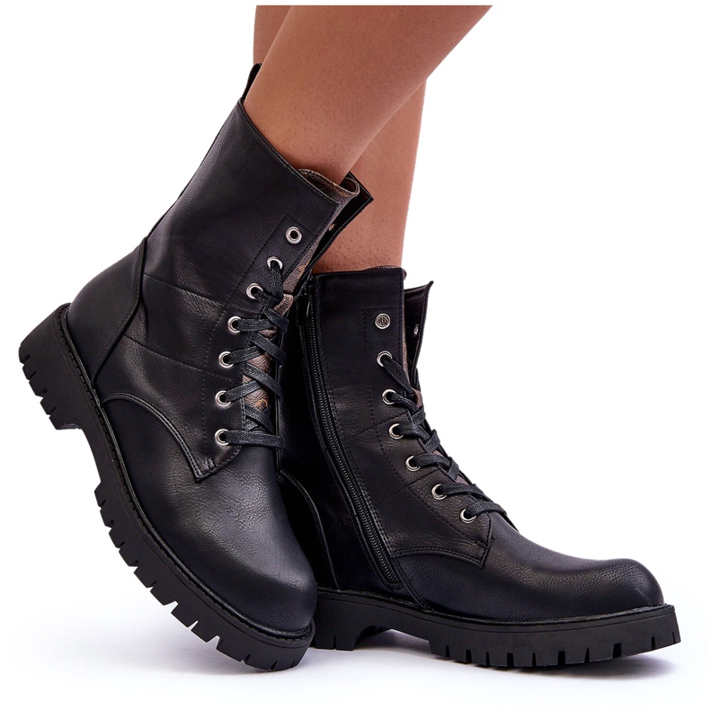 Öko-bőr csizmák női fekete munkavállalók 4