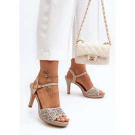 Díszített magassarkú szandál D&amp;A MR1038-44 arany aranysárga 2