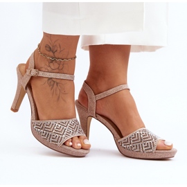 Díszített magassarkú szandál D&amp;A MR1038-44 Rose Gold rózsaszín 1