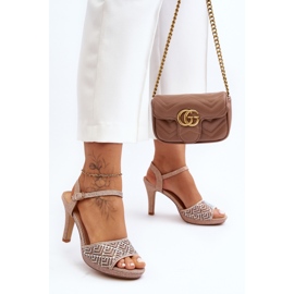 Díszített magassarkú szandál D&amp;A MR1038-44 Rose Gold rózsaszín 2