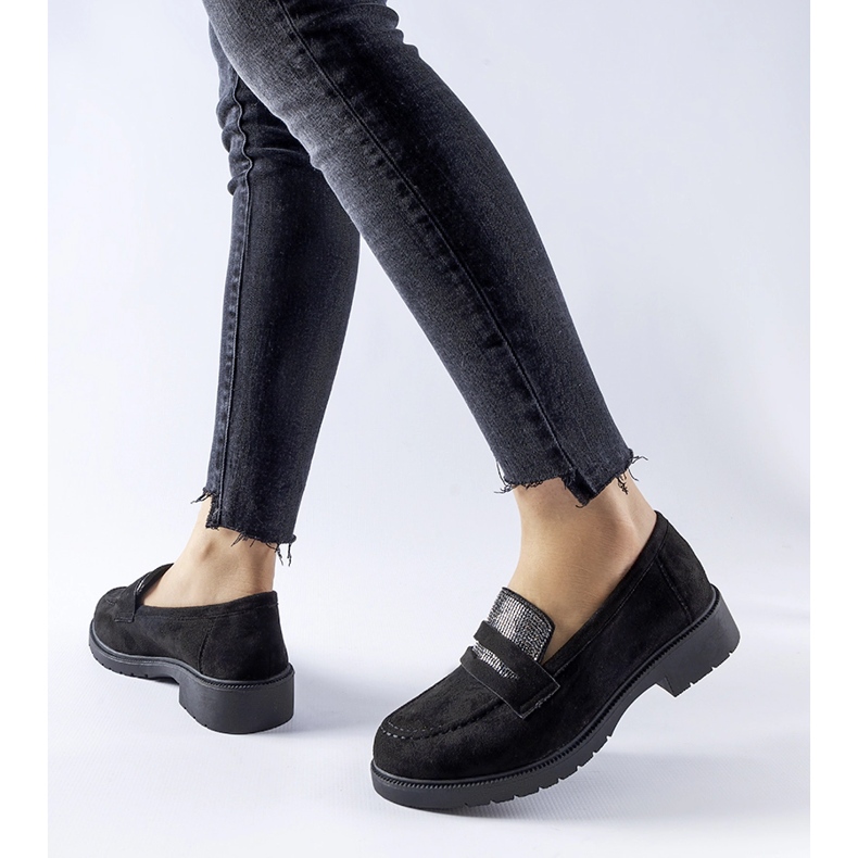 Fekete mokaszinok Ippolito strasszokkal 1 Fekete mokaszinok Ippolito strasszokkal 1