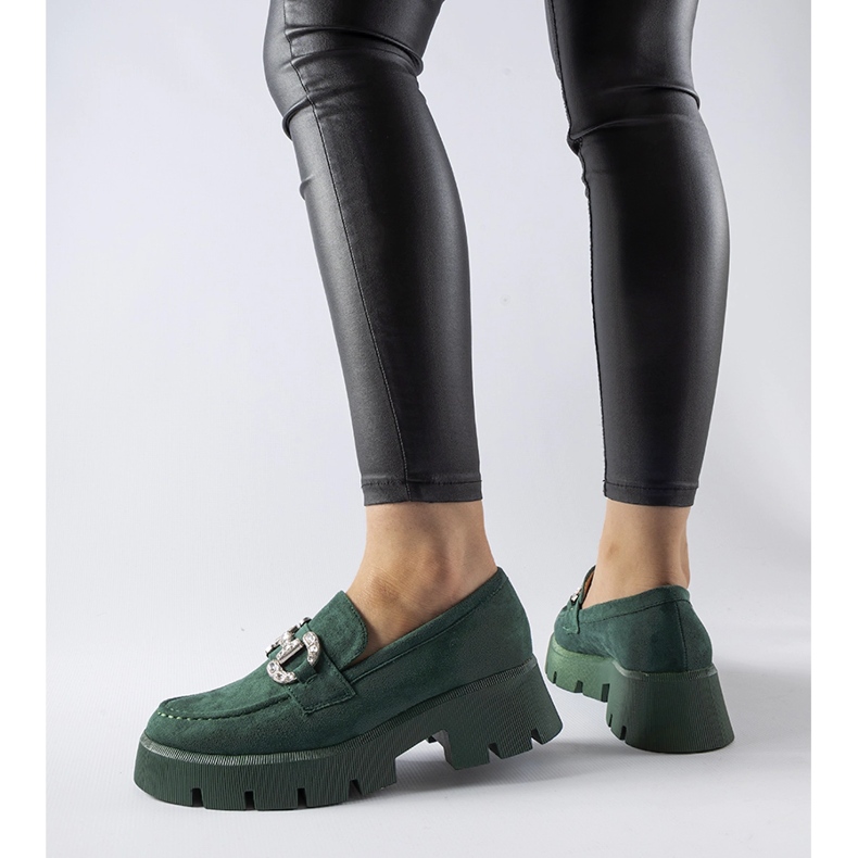 Zöld mokaszinok Giacomo strasszokkal 1