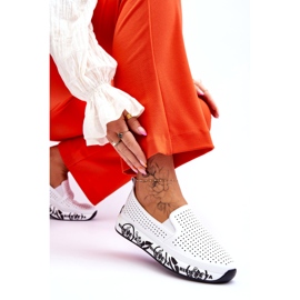 S.Barski Bőr áttört bebújós tornacipő Fehér Gedra 3