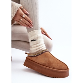 Eco-velúr Camel Sylva vastag talpú papucs barna 2