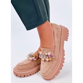 Dollin Khaki platformos naplopók kristályokkal bézs 1