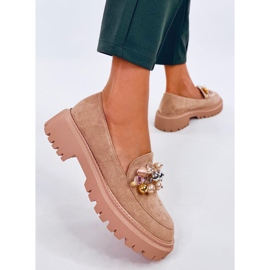 Dollin Khaki platformos naplopók kristályokkal bézs 2