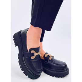 Buess Black platform teljes kiőrlésű mokaszinok fekete 2