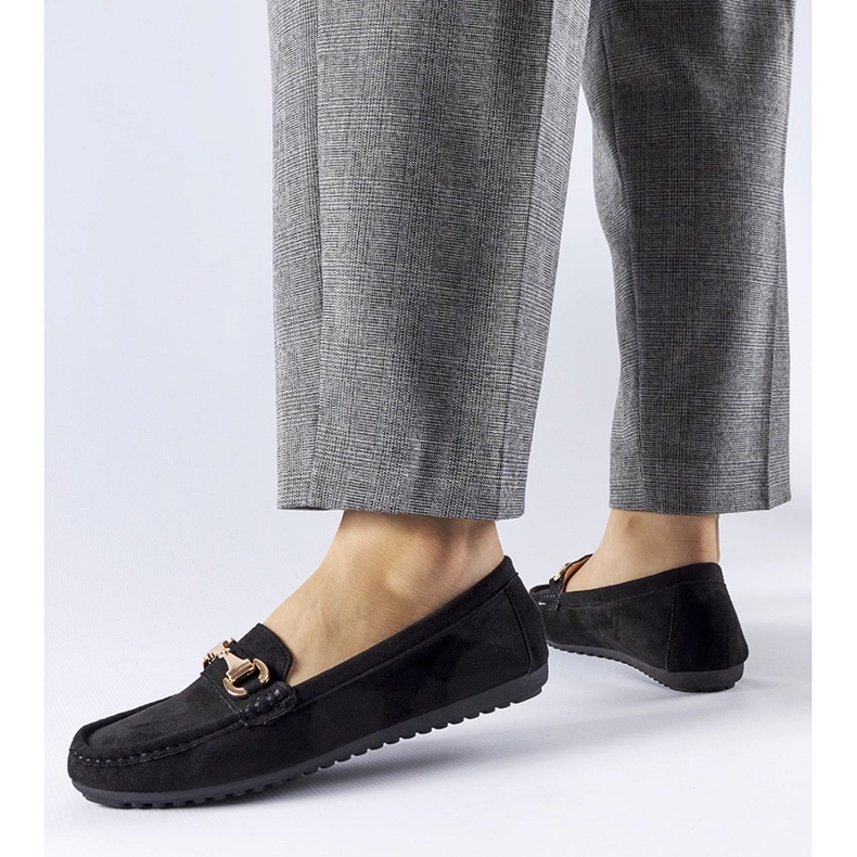 Fekete mokaszinok, Fernanda csattal díszítve 1