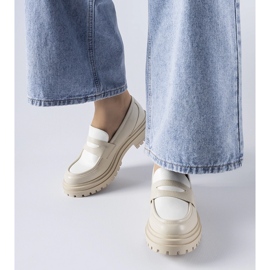 Masszív fehér Miniato mokaszinok bézs 1