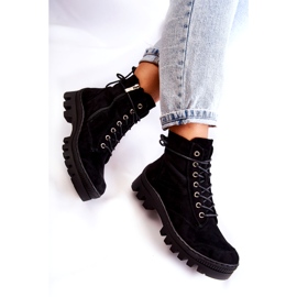 S.Barski Velúr Trapper bokacsizma fekete varrással 4