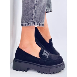 Platform mokaszinok csattal Leena Black fekete 1
