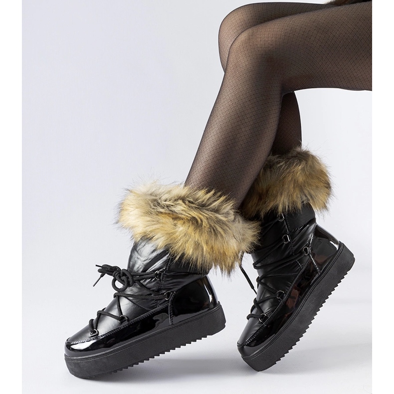 Harci fekete szigetelt hócsizma szőrmével 1