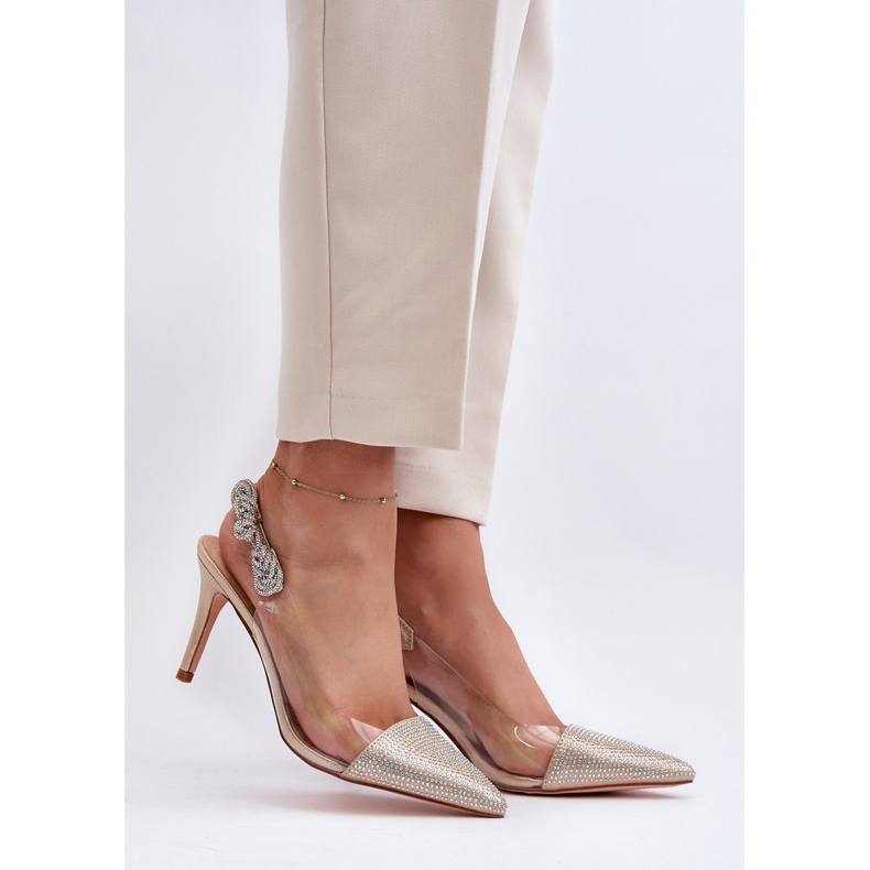 D&amp;A MR1966-11 arany díszítésű magassarkú cipő aranysárga 2