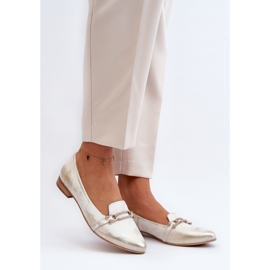 Zazoo 2885 bőr balettlakások arany és fehér díszítéssel aranysárga 2