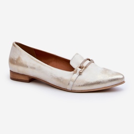 Zazoo 2885 bőr balettlakások arany és fehér díszítéssel aranysárga 1