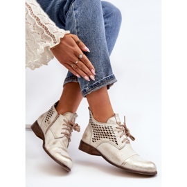 Zazoo 2878 női alacsony áttört bőr bokacsizma, ezüst 1