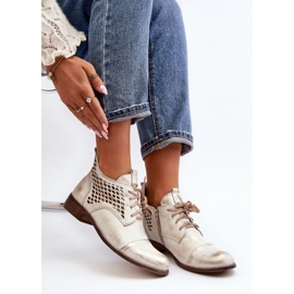 Zazoo 2878 női alacsony áttört bőr bokacsizma, ezüst 2