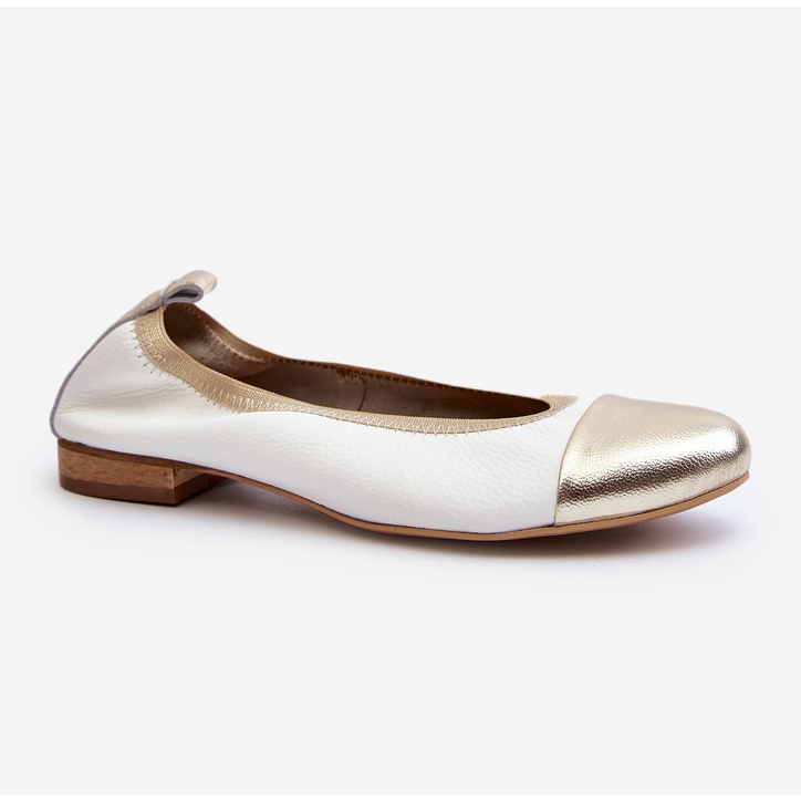 Zazoo 2890 bőr balerina fehér és arany 2