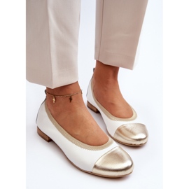 Zazoo 2890 bőr balerina fehér és arany 1