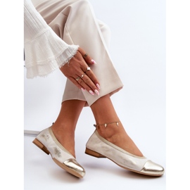 Zazoo 2890 gumiarany bőr balerina aranysárga 1