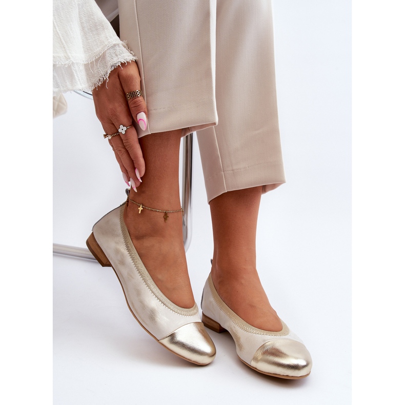 Zazoo 2890 gumiarany bőr balerina aranysárga 2
