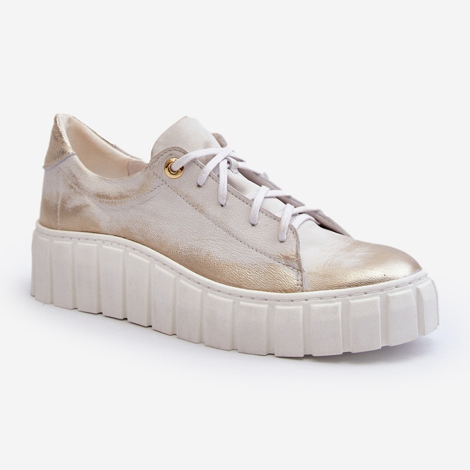 Zazoo 2919 női bőrcipő vastag talppal, arany aranysárga 1