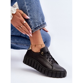 Zazoo 2919 női bőrcipő vastag talppal, fekete 1