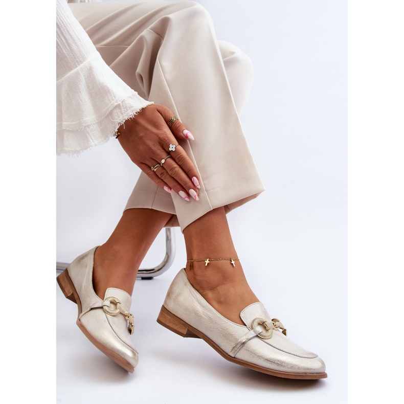 Zazoo 2880 női bőr mokaszin arany díszítéssel aranysárga 1