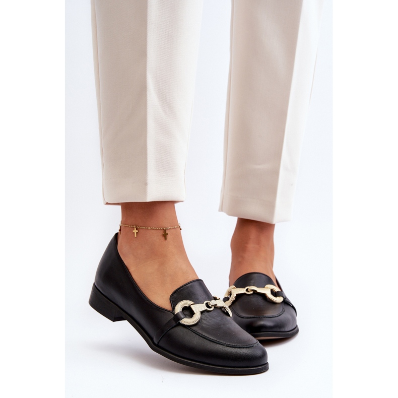 Zazoo 2880 női bőr mokaszin díszítéssel, fekete 1