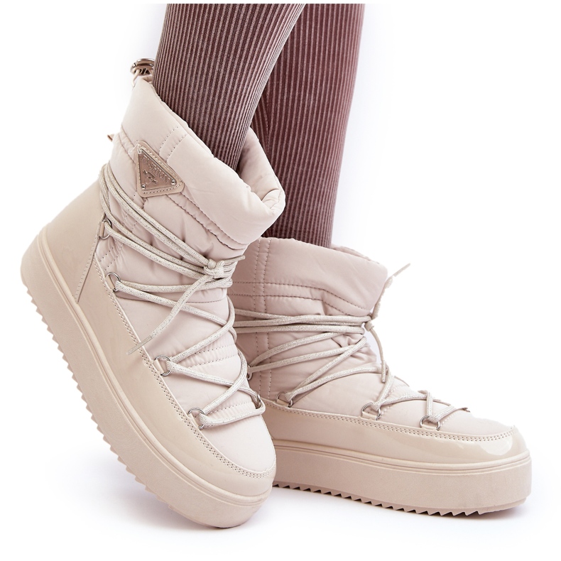 Seastar Női Platform hócsizma fűzéssel, bézs 6