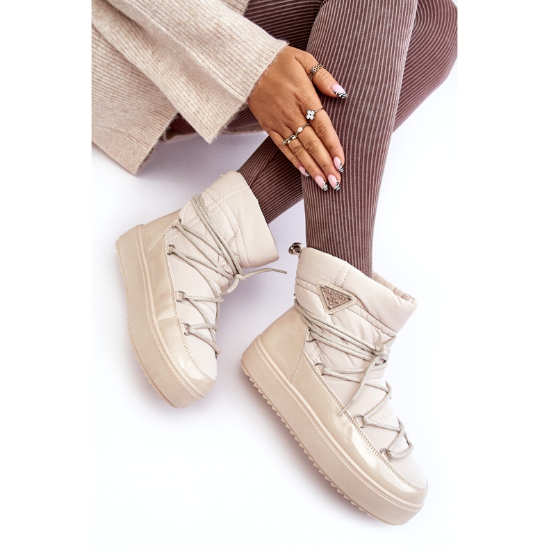 Seastar Női Platform hócsizma fűzéssel, bézs 3