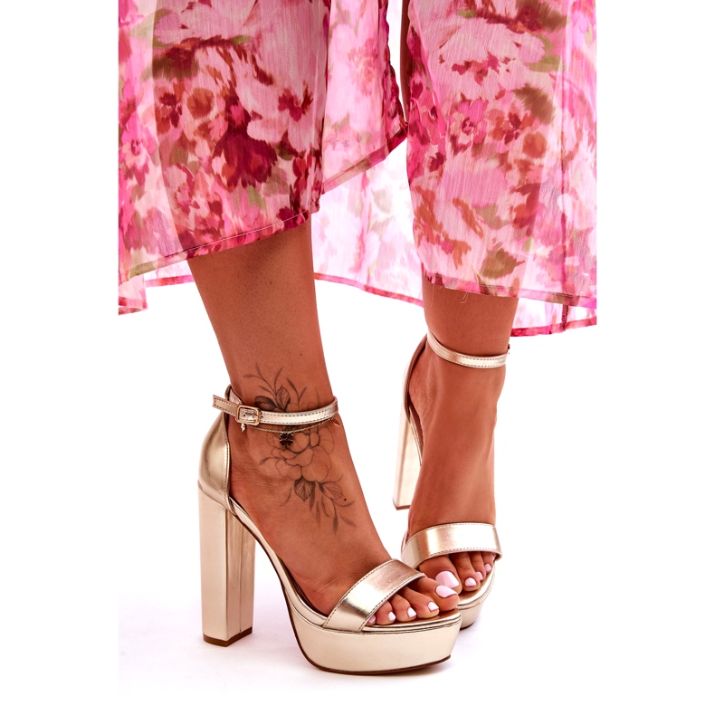 Sweet Shoes Bőr Szandál Magas Bár és Platform Golden Sky Dream aranysárga 2