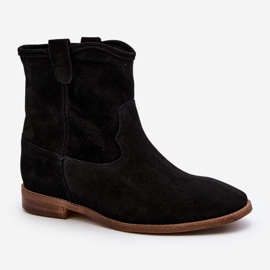 Zazoo 2326 női velúr bebújós bokacsizma, fekete 2
