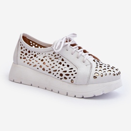 Zazoo 2821 női bőr áttört cipő fehér 1