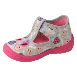 Befado gyerekpapucs tépőzárral 630P007, szürke és rózsaszín 1