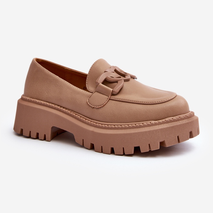 Vaskos női mokaszinok lánccal bézs színű Dataia 1