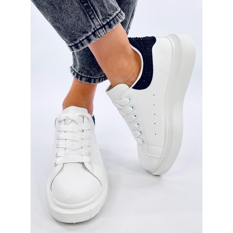 Parkss WHITE/BLACK platformos tornacipő strasszokkal fehér 1