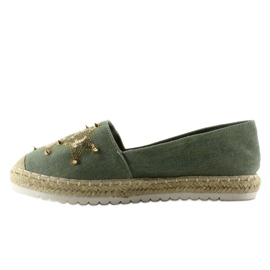 Vászon espadrillák CV-353 zöld szegecsekkel 1
