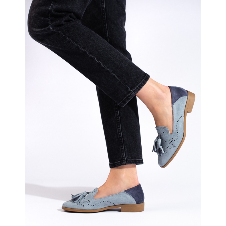 Áttört szürke velúr mokaszinok, Daszyńskitól 2 Áttört szürke velúr mokaszinok, Daszyńskitól 2