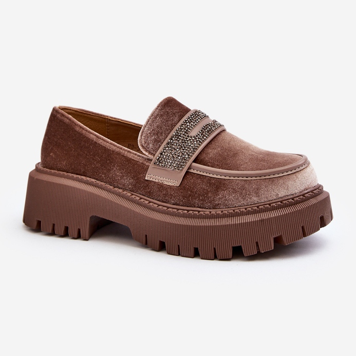 Női velúr mokaszin díszítéssel, barna Wendreda 1