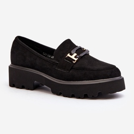 Női mokaszinok fekete Omavia díszítéssel 2