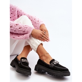 Női mokaszin fekete Nancille dekoratív pánttal 1