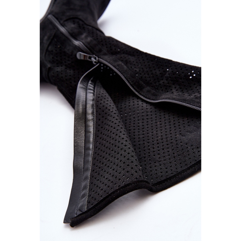 S.barski HY66-139 áttört női csizma, fekete 1