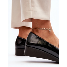 Vinceza Női lakkbőr cipők naplopók, fekete polike 1