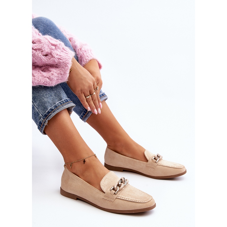 Női mokaszin Bézs Ambrise lánccal 2